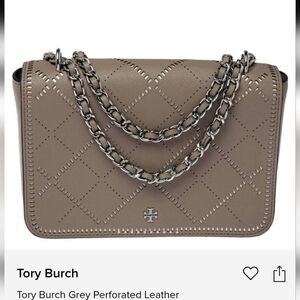Tory Burch Gray Quilted Crossbody Bag